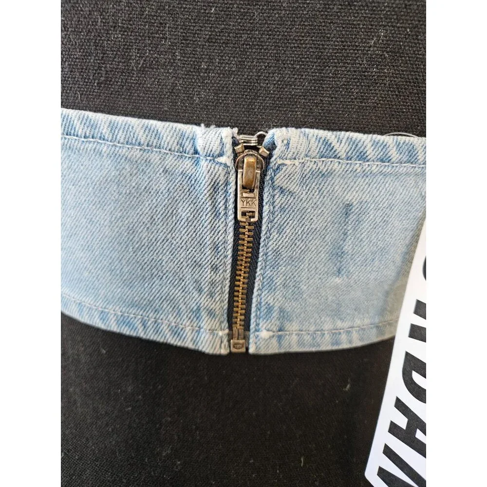 BDG Urban Outfitters XS Maggie Denim Halter Top W/ Zip Closure Light Blue - Picture 7 of 10